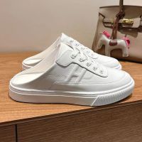 Hermes Keep Mules Unisex Calfskin In White