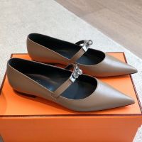 Hermes Kelly Ballet Flats Women Calfskin In Coffee