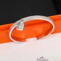 Hermes Kelly Clochette Bracelet With Crystal Silver