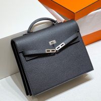 Hermes Kelly Depeche Bag Togo Leather Palladium Hardware In Black