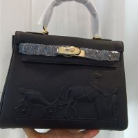 Hermes Kelly Bag Embossed Togo Leather Gold Hardware In Black