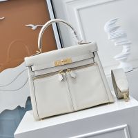 Hermes Kelly Lakis Bag Swift Leather Gold/Palladium Hardware White