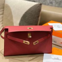 Hermes Kelly Elan Bag Epsom Leather Gold Hardware In Red
