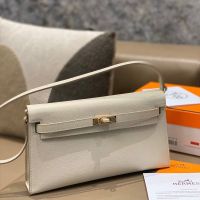 Hermes Kelly Elan Bag Epsom Leather Gold Hardware In White