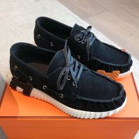 Hermes Ketch Sneaker Unisex Suede In Black