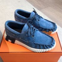 Hermes Ketch Sneaker Unisex Suede In Blue