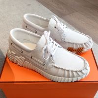 Hermes Ketch Sneaker Unisex Suede In White