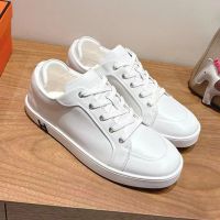 Hermes Kid Sneakers Unisex Calfskin In White