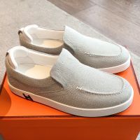 Hermes Kiddy Slip-On Sneakers Unisex Canvas In Beige