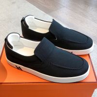 Hermes Kiddy Slip-On Sneakers Unisex Canvas In Black