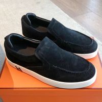 Hermes Kiddy Slip-On Sneakers Unisex Suede In Black