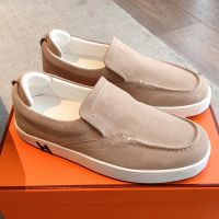Hermes Kiddy Slip-On Sneakers Unisex Suede In Khaki