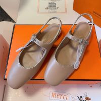Hermes Kleo Slingback Women Calfskin In Grey