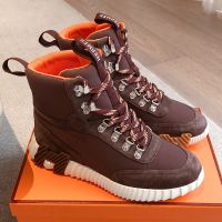 Hermes Klimb Sneaker Unisex Ripstop Fabric and Suede In Coffee