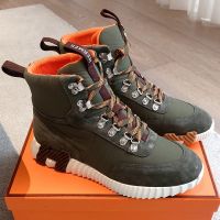 Hermes Klimb Sneaker Unisex Ripstop Fabric and Suede In Green