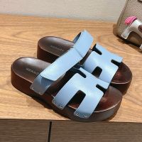Hermes Kos Clog Unisex Calfskin In Blue