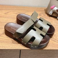 Hermes Kos Clog Unisex Calfskin In Green