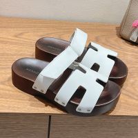 Hermes Kos Clog Unisex Calfskin In White