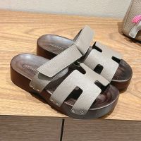 Hermes Kos Clog Unisex Epsom Calfskin In Grey