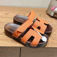 Hermes Kos Clog Unisex Epsom Calfskin In Orange