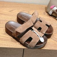 Hermes Kos Clog Unisex Suede In Coffee
