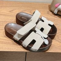 Hermes Kos Clog Unisex Suede In White