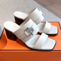 Hermes Kute 60 Slides Women Calfskin In White