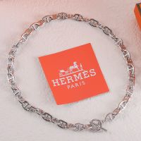 Hermes Large Model Chaine D'Ancre Necklace In Silver