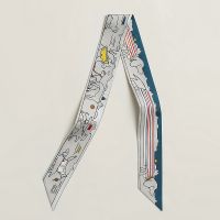 Hermes Les Chiens Parisiens Twilly In Grey