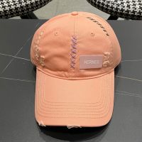 Hermes Logo Patch Baseball Cap Cotton In Pink
