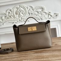 Hermes Mini 24/24 Bag Evercolor/Swift Leather Gold Hardware In Khaki
