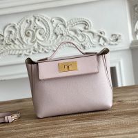 Hermes Mini 24/24 Bag Evercolor/Swift Leather Gold Hardware In Light Pink