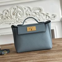 Hermes Mini 24/24 Bag Evercolor/Swift Leather Gold Hardware In Sky Blue