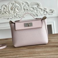 Hermes Mini 24/24 Bag Evercolor/Swift Leather Palladium Hardware In Light Pink