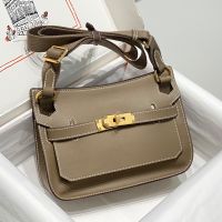 Hermes Mini Jypsiere Bag with Wooly Strap Evercolor Leather Gold Hardware In Khaki