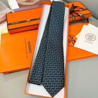 Hermes Mors a Olives Tie In Black