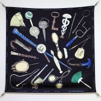 Hermes Nous Sommes Inseparables Scarf 90 In Navy Blue