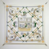 Hermes Palonniers Scarf 90 In Beige