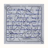 Hermes Panoplie Equestre Eyeliner Shawl 140 In Blue