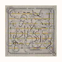 Hermes Panoplie Equestre Eyeliner Shawl 140 In Yellow