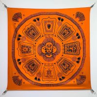 Hermes Poste Et Cavalerie Scarf 90 In Orange