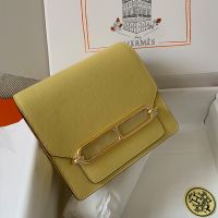 Hermes Roulis Bag Calfskin Leather Gold Hardware In Lemon