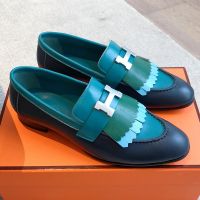 Hermes Royal Loafers Women Calfskin In Navy Blue