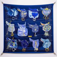 Hermes Tous En Selle Scarf 90 In Navy Blue