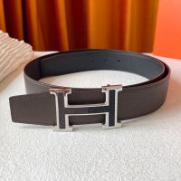 Hermes Two Color H 38 Reversible Belt Leather In Coffee/Black