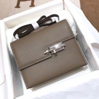 Hermes Verrou Bag Epsom Leather Palladium Hardware In Etain Grey