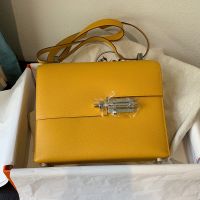 Hermes Verrou Bag Epsom Leather Palladium Hardware In Yellow