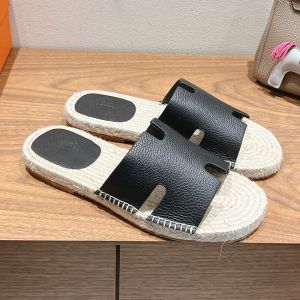 Hermes Antigua Espadrilles Men Grained Calfskin In Black