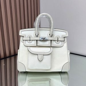 Hermes Birkin Cargo 25 Bag Canvas and Swift Leather Palladium Hardware In White