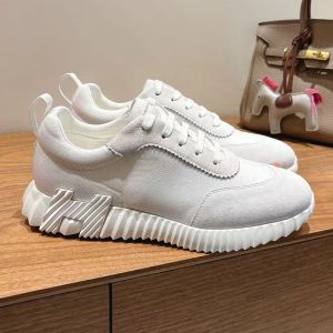 Hermes Bouncing Sneakers Unisex Canvas and Suede In White